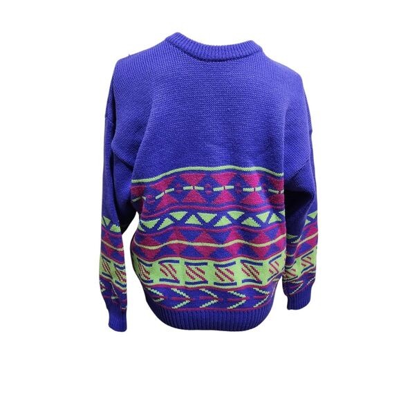 Mountain Lid Woolens Geomtric Knit Sweater Womens SZ XL Deadstock Vintage 80s - Picture 6 of 9